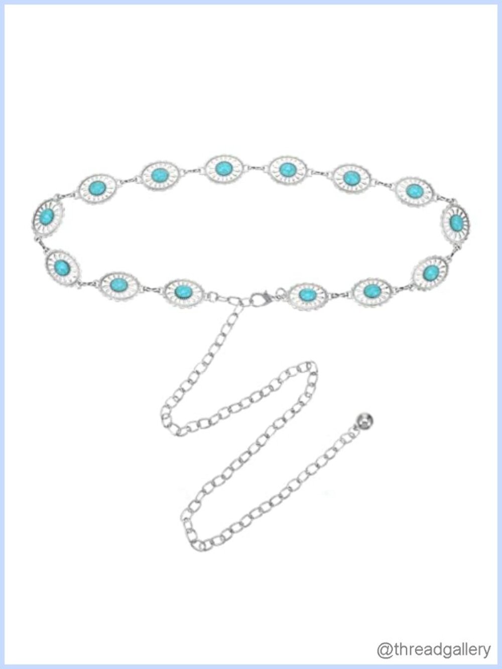 Turquoise Belt Women Bohemian Western Metal Concho Adjustable